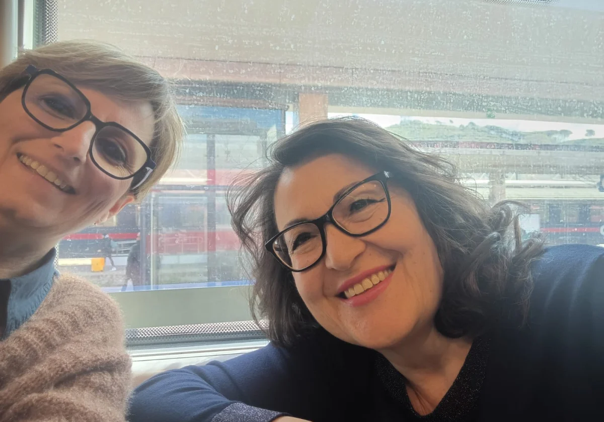 Le rappresentanti dell'Associazione durante il viaggio verso Milano, per l'assemblea nazionale di CoorDown.