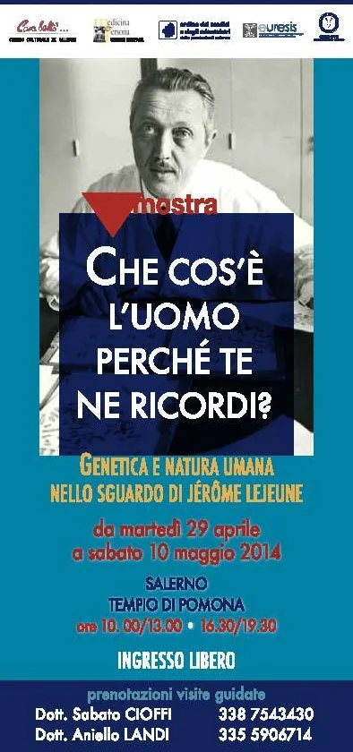 Locandina della mostra su Jérôme Lejeune, il genetista che scoprì la trisomia 21.
